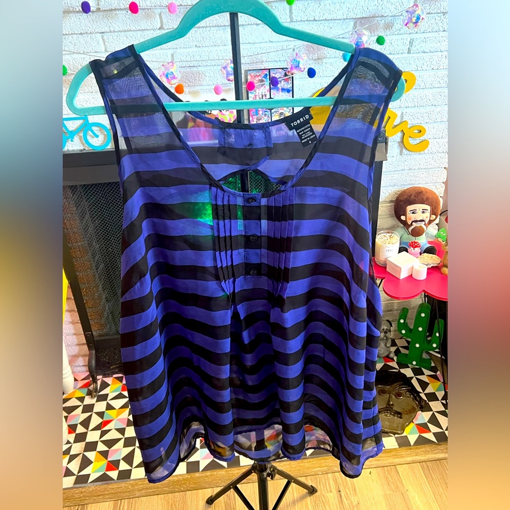 Torrid Purple and Black Striped Tank